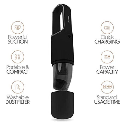 Portable Hand Vacuum Cleaner Handheld Cordless Cleaner for Dust Pet Hair Dirt Home Car Interior Lightweight (Black)