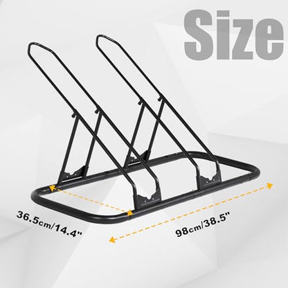 Bicycle Floor Parking Rack Stand (2 Bikes / Adjustable for Fat Bike)