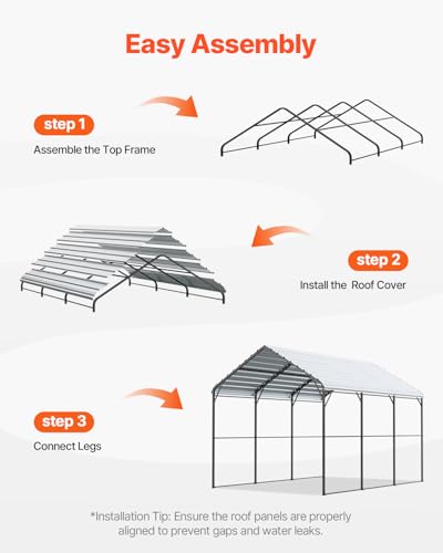Heavy Duty Metal Carport (White / 10x15ft)