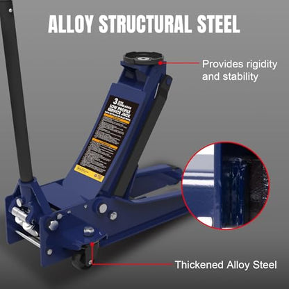 Ultra Low Profile 3 Ton Hydraulic Floor Jack (New Sapphire Blue / 3 Ton / 2026 New Model)