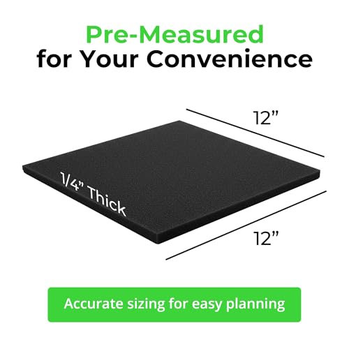 4 Pack 12" x 12" x 1 (12" x 12" x 1/4" / Black)
