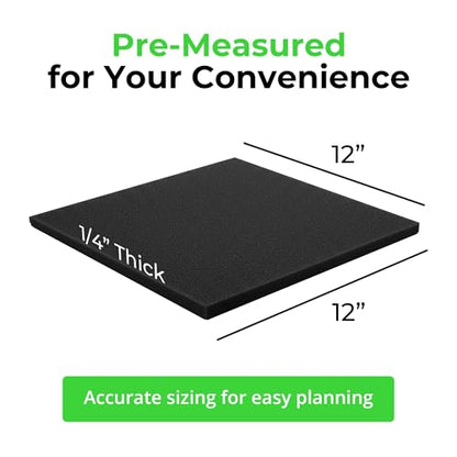 4 Pack 12" x 12" x 1 (12" x 12" x 1/4" / Black)
