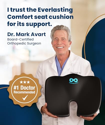 Doctor Recommended Memory Foam Seat Cushion for Office Chairs & Car (Black / X-Large)