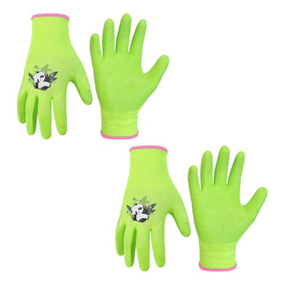 2 Pairs Kids Gardening Gloves (Green (Pack of 2) / Small (Age 2-3))
