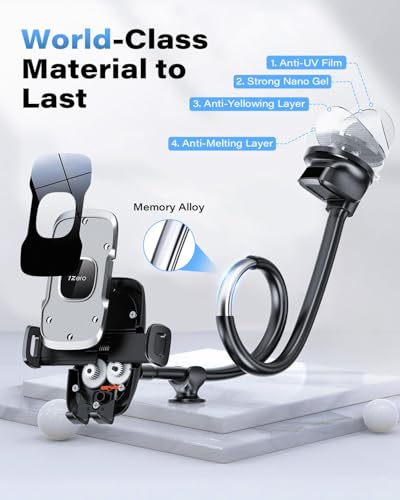 Solid Car Truck Phone Mount Holder with 14 (Black Mirror Surface with Silver Ring)