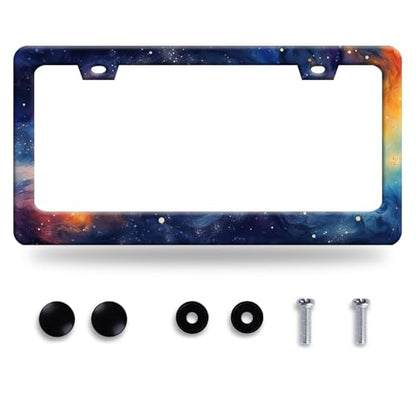 Watercolor Galaxy License Plate Frame Stainless Steel Car Accessory 6x12 (Watercolor Galaxy Starry Sky)