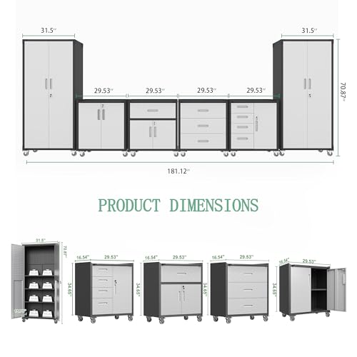 Garage Cabinet System (Black/Grey / 6 Pcs-StyleA)