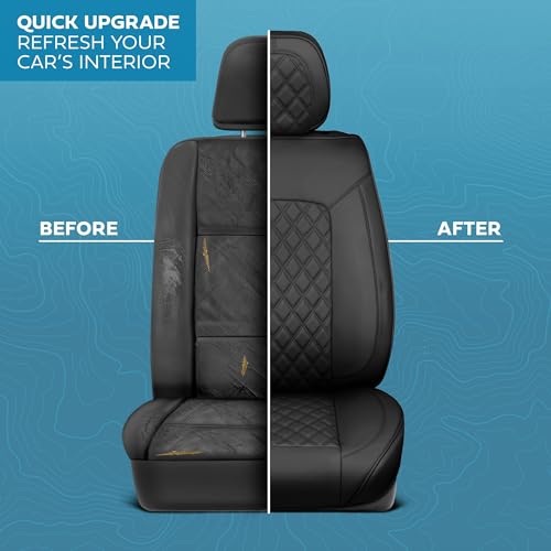 Curated Onyx Napa Leather Seat Covers for Cars & SUVs (Black (Onyx) / Front Seats)