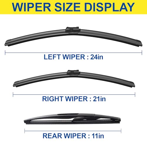 Wiper Blades Replacement For 2007 (24"+21"+11" / Top Lock)