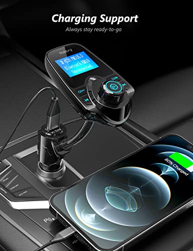 Bluetooth 5.4 Car Adapter FM Transmitter with 1.44" LCD Screen Black (Black)