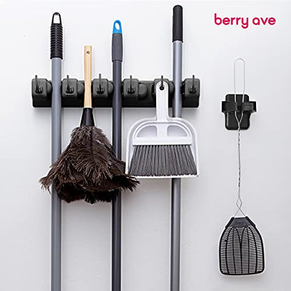 Combo 5 Slot Broom Holder w (1 Pack w/ Small Broom Holder / Black)