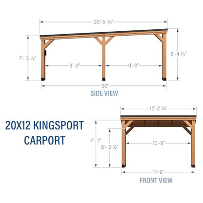 Kingsport 20' x 12' Cedar Wood Outdoor Carport Garage with Heavy (20 ft x 12 ft / Brown wood)
