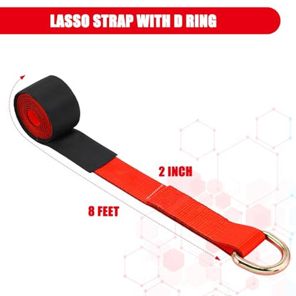 8 Pack 2" x 8ft Lasso Tow Truck Straps with D Ring 11 (2" X 8 ft / Red)