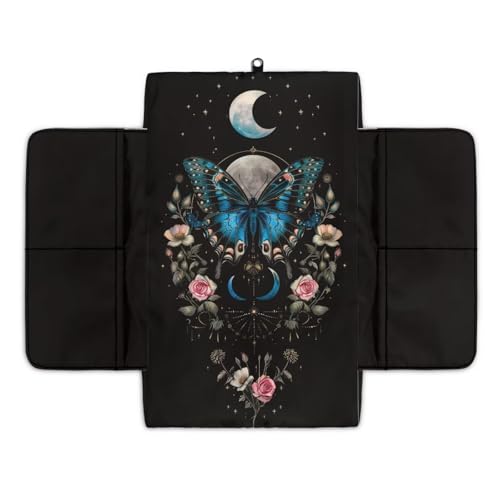 Butterfly Flower Moon Black Car Center Console Cover Comfortable Armrest Box Mat Hand Rest Pillow for Car Seat Organizer Arm Rest Cushion Protective Cover Car Interior Decor (Butterfly Flower Moon Black)