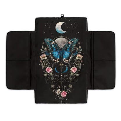 Butterfly Flower Moon Black Car Center Console Cover Comfortable Armrest Box Mat Hand Rest Pillow for Car Seat Organizer Arm Rest Cushion Protective Cover Car Interior Decor (Butterfly Flower Moon Black)