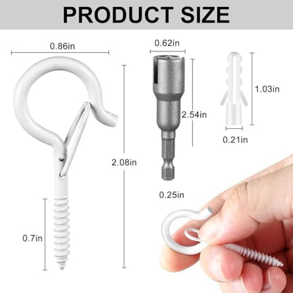 24 PCS Q Hanger Hooks with Safety Buckle (White / 24 Pcs)