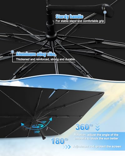 Windshield Sun Shade Umbrella Compatible with GMC Sierra 1500 2500 3500 2019 2020 2021 2022 2023 (for GMC Sierra 2019-2024 - Umbrella)
