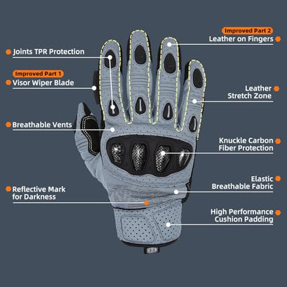 SPS 2 Plus Unisex Touchscreen Road Racing Motorcycle MTB Sports Gloves Also fit BMX MX ATV Mountain Bike Bicycle Cycling Off (Grey Sps-2 Plus / XL Youth)