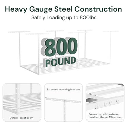 3x8 Garage Storage Overhead Rack Organization (White / 3*8 FT - 1 Pc)