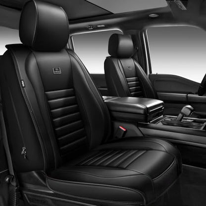 Nappa Leather Car Seat Covers Full Set (Black 5 Seats / Full Set)
