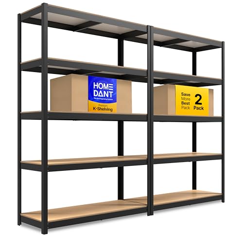 House Black 48.1" W 5 Tier Storage Shelves Garage Shelving 2EA (Black / 48.1"W x 16.5"D)