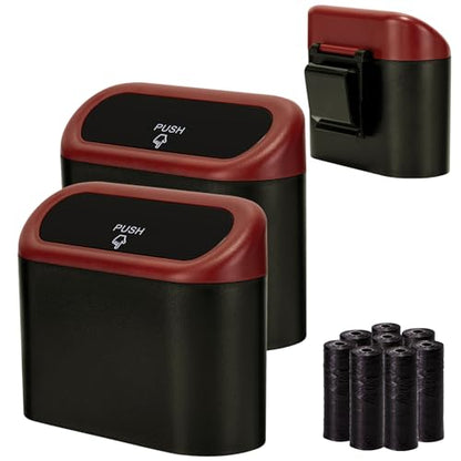 Mini Car Trash Can with Lid (Black/Red)