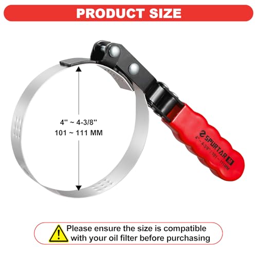 Medium Oil Filter Wrench Adjustable Swivel Oil Filter Removal Tool (Medium: 4" - 4-3/8")