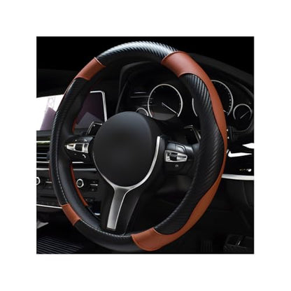 Car Steering Wheel Cover (Coffee, With Lining)