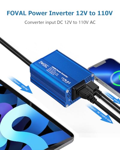 150W Car Power Inverter 12V DC to 110V AC Converter Vehicle Adapter Plug Outlet with 3.1A Dual USB Car Charger for Laptop Computer (Classic Blue)