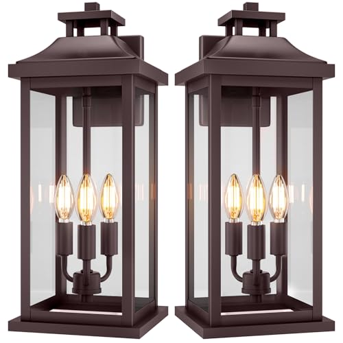 20" Oil Rubbed Bronze Outdoor Light Fixtures for House 2 Pack (Bronze / 2-Pack/No Sensor)