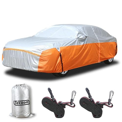 Waterproof Car Cover for Automobiles (Silver-Orange / 3XXL：for Sedan(Lenght 191"-200"))