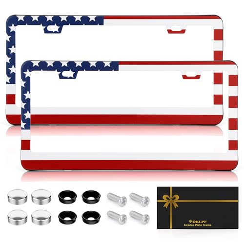 American Flag License Plate Frames (Red and Blue 2 Holes)