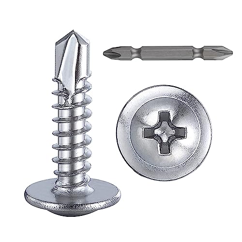 300 pcs) Wensilon #10×5/8”for Sheet Metal Self-Tapping Screws 410 Stainless Steel Truss Head High-Strength Quick Tapping Screws (#10X5/8" / Silver)