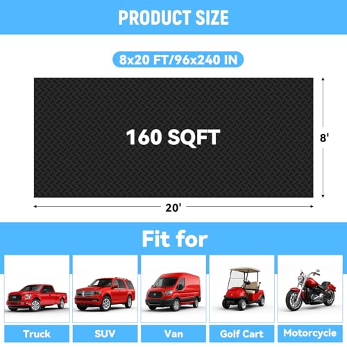 8x20 FT Garage Floor Mat (8x20 FT / Black)