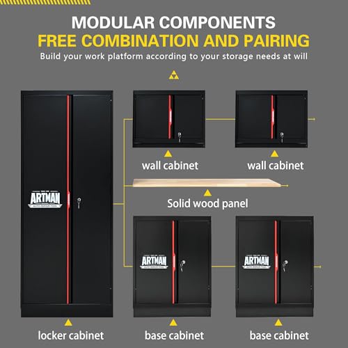 Pre Assembled Garage Storage Cabinet System (Universal / 6 PCS w/ Wood Pannel)