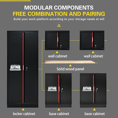 Pre Assembled Garage Storage Cabinet System (Universal / 6 PCS w/ Wood Pannel)