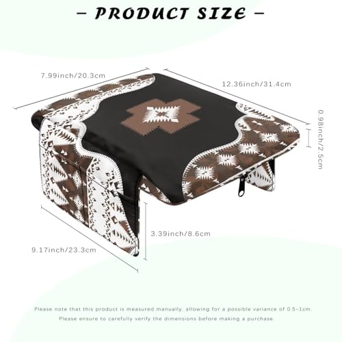 Southwest Aztec Black Brown Car Center Console Cover Comfortable Armrest Storage Box Mat Anti (Southwest Aztec Black Brown)