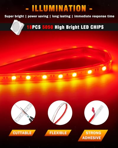 Car LED Strip Light 12V Red 12.5'' (Red)