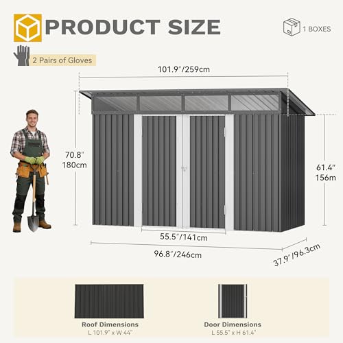 9x4 FT Outdoor Storage Shed with Acrylic Windows