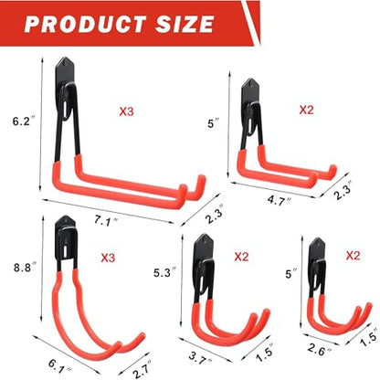Garage Hooks Organizer Kit (12 pcs-Orange)