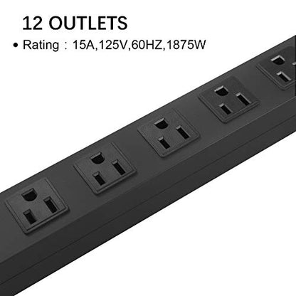 HHOSET Long Power Strip Surge Protector (Black / 6 ft)