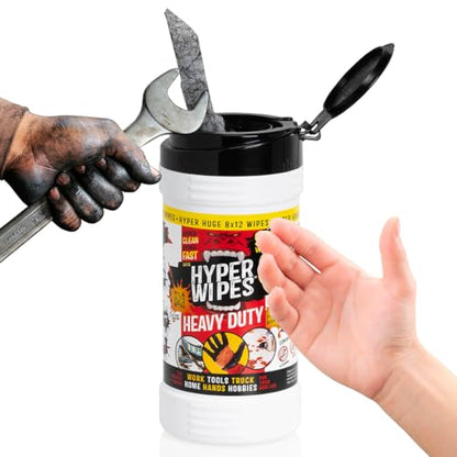 Hyper Wipes 6 Pack Heavy Duty Hand & Tool Cleaning Wipes (90 Count (Pack of 6))