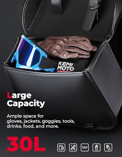 Motorcycle Saddlebags 30L Large Capacity Universal Saddle Bags (Black with Inner Pocket / 30 L)