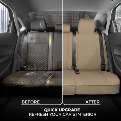 Curated Sandstone Napa Leather Seat Covers for Cars & SUVs (Beige (Sandstone) – Set / Full Set)