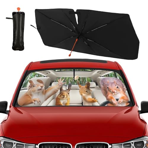Funny Squirrels Car Windshield Sunshade Umbrella Foldable Visor (57X31 Inch / Color-SQ1)