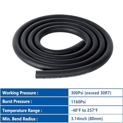 5 16" ID Fuel Hose Line Push Lock NBR Rubber SAE 30R7 300PSI 5ft (5/16" ID 5ft)