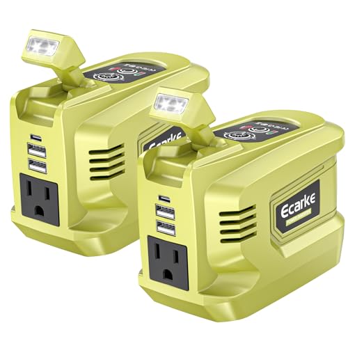 220W Power Inverter Compatible with Ryobi 18V Battery (2-pack / Green)