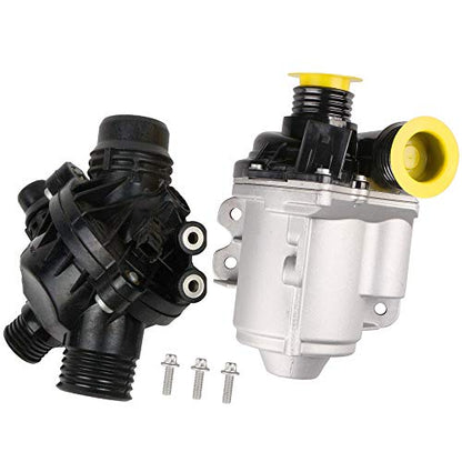11517588885 11517563659 Electric Engine Water Pump and Thermostat Compatible for BMW 135i 135is 335i 335xi X3 X5 X6 535i 535xi Z4 (11517588885 w/Thermostat)