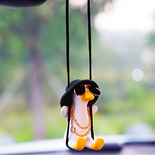 Rear View Mirror Hanging Accessories of Cool Swinging Duck Car Hanging Ornament Cute Car Accessories for Teens Men Women Mirror Hanging Funny Truck Pendant Charms (D)