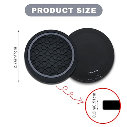 4PCS Car Cup Holder Coasters (Black/Gray)